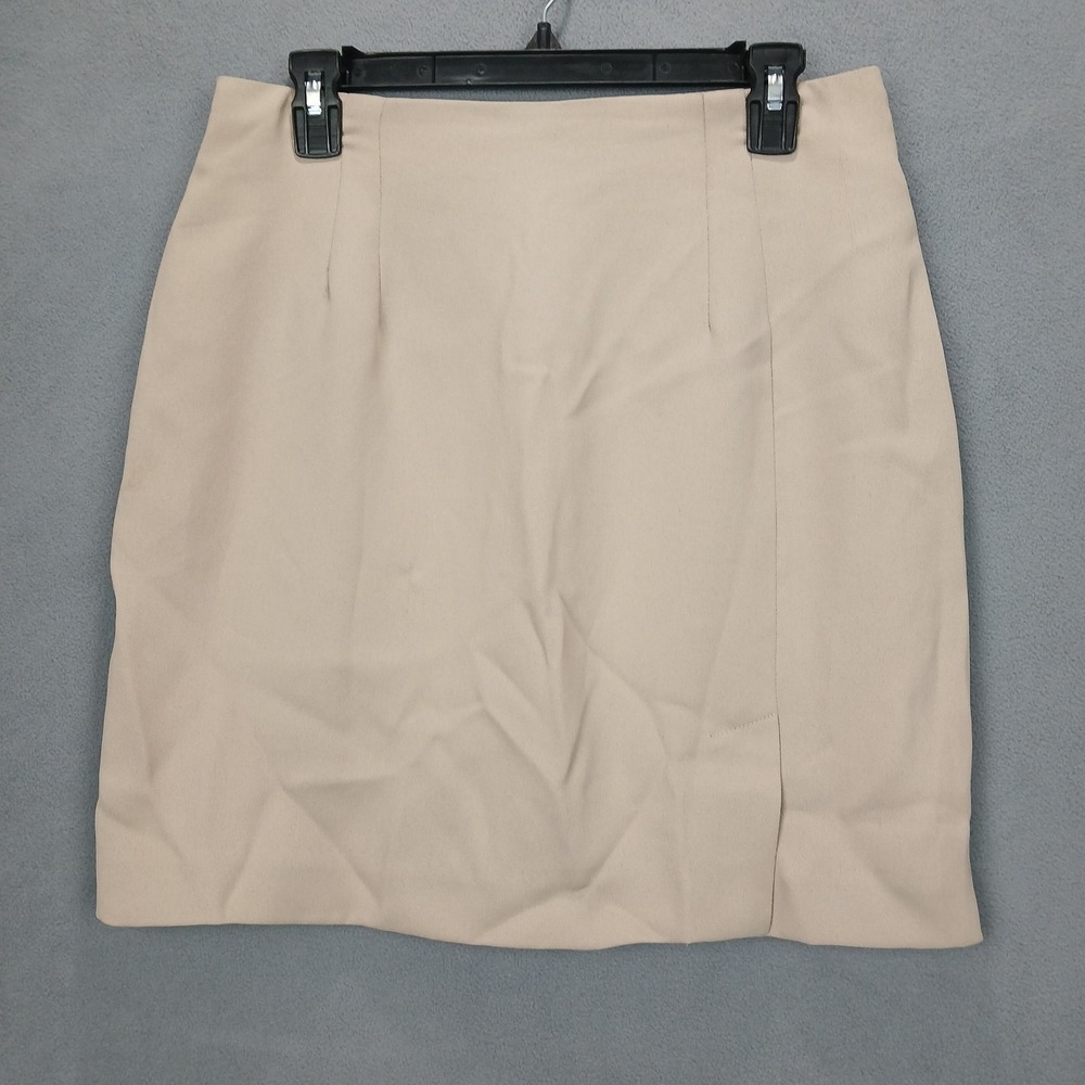 Devon Petites Pencil Skirt Womens 12 Beige Back Zip Career Business Professional